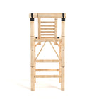 RAM Game Room Set of Two Bamboo Tiki Bar Stools, front view, on white background.