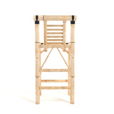 RAM Game Room Set of Two Bamboo Tiki Bar Stools, front view, on white background.