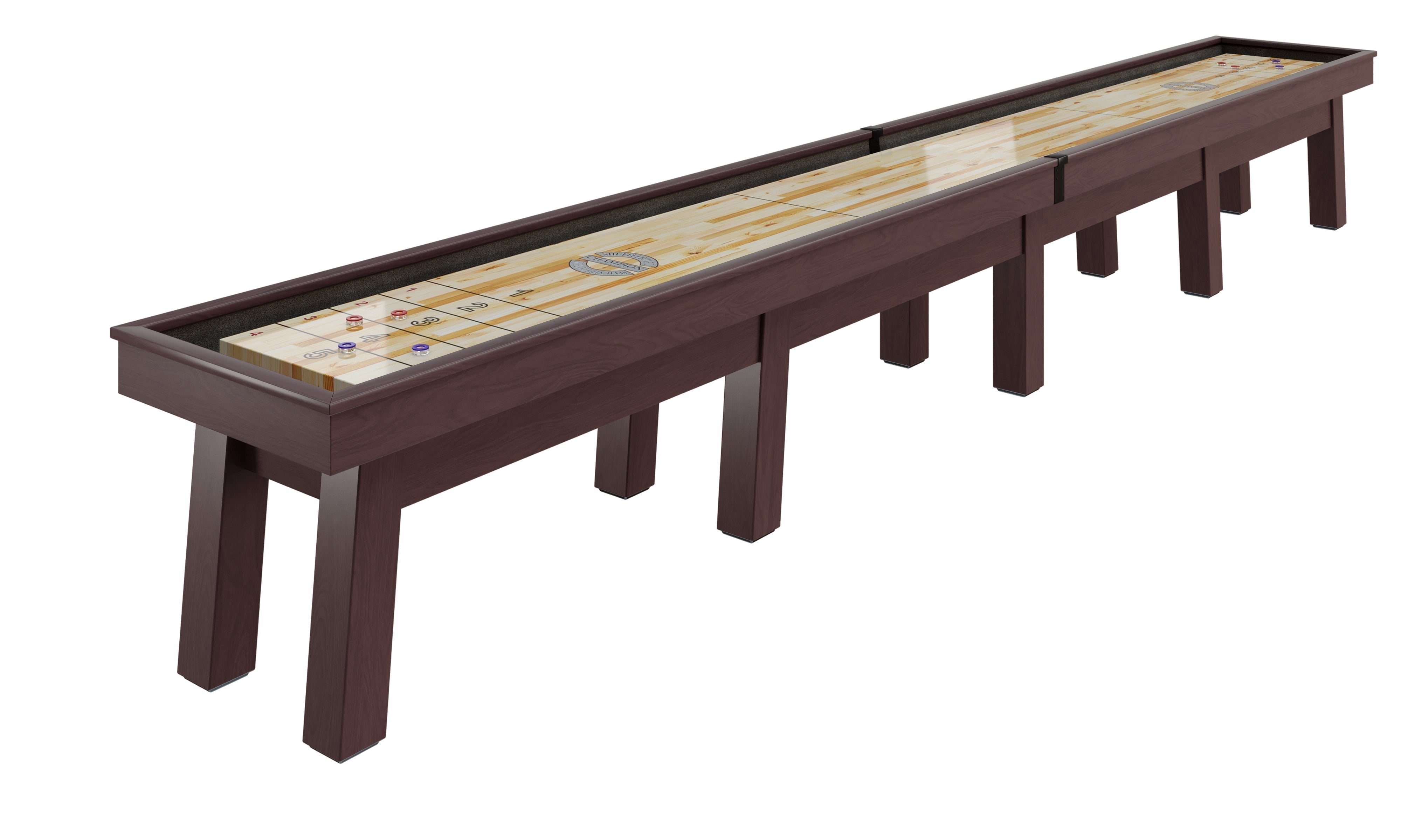 Champion 18' Sundance Shuffleboard Table by Champion with a smooth Canadian maple playfield.