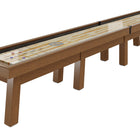 Champion 16' Sundance Shuffleboard Table by Champion with pucks on Canadian Maple playfield.