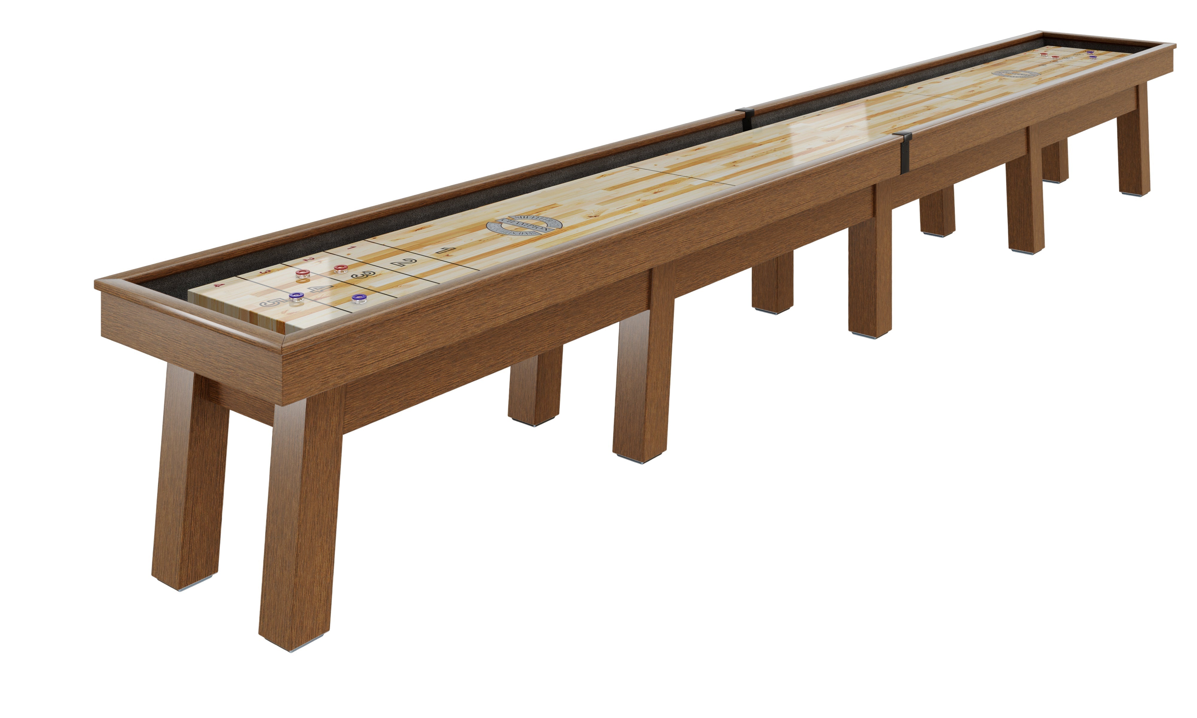 Champion 18' Sundance Shuffleboard Table features a smooth Canadian Maple playfield.