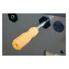 A yellow-handled metal lever fits a square socket on the Tornado T-3000 Foosball Table.