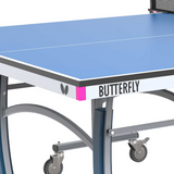 Butterfly table tennis table with blue surface and visible branding on a white background
