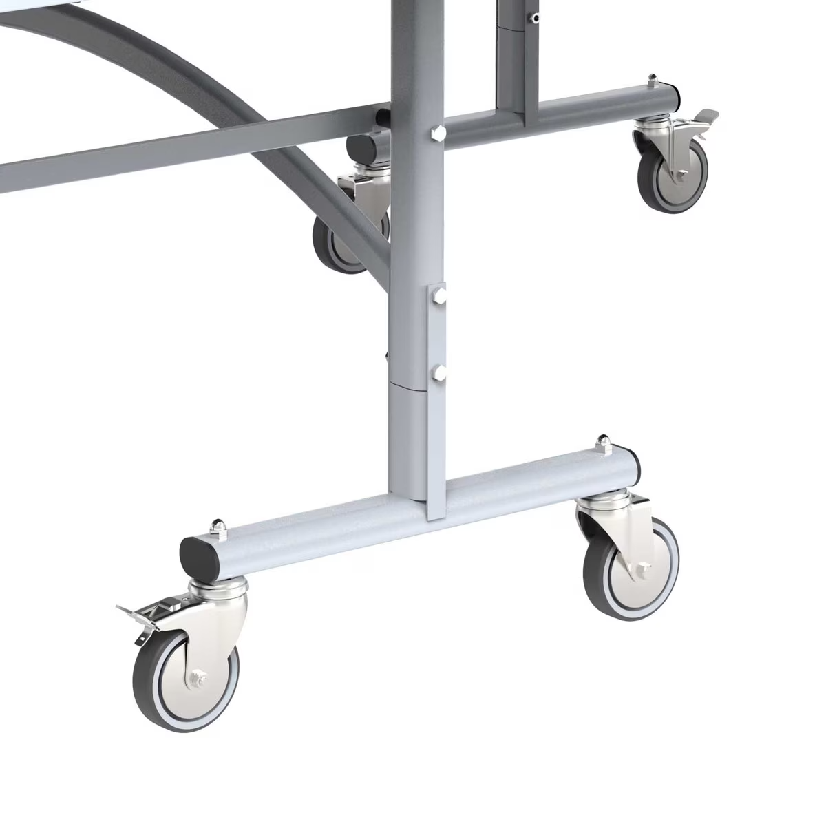 Metal trolley with wheels on a white background