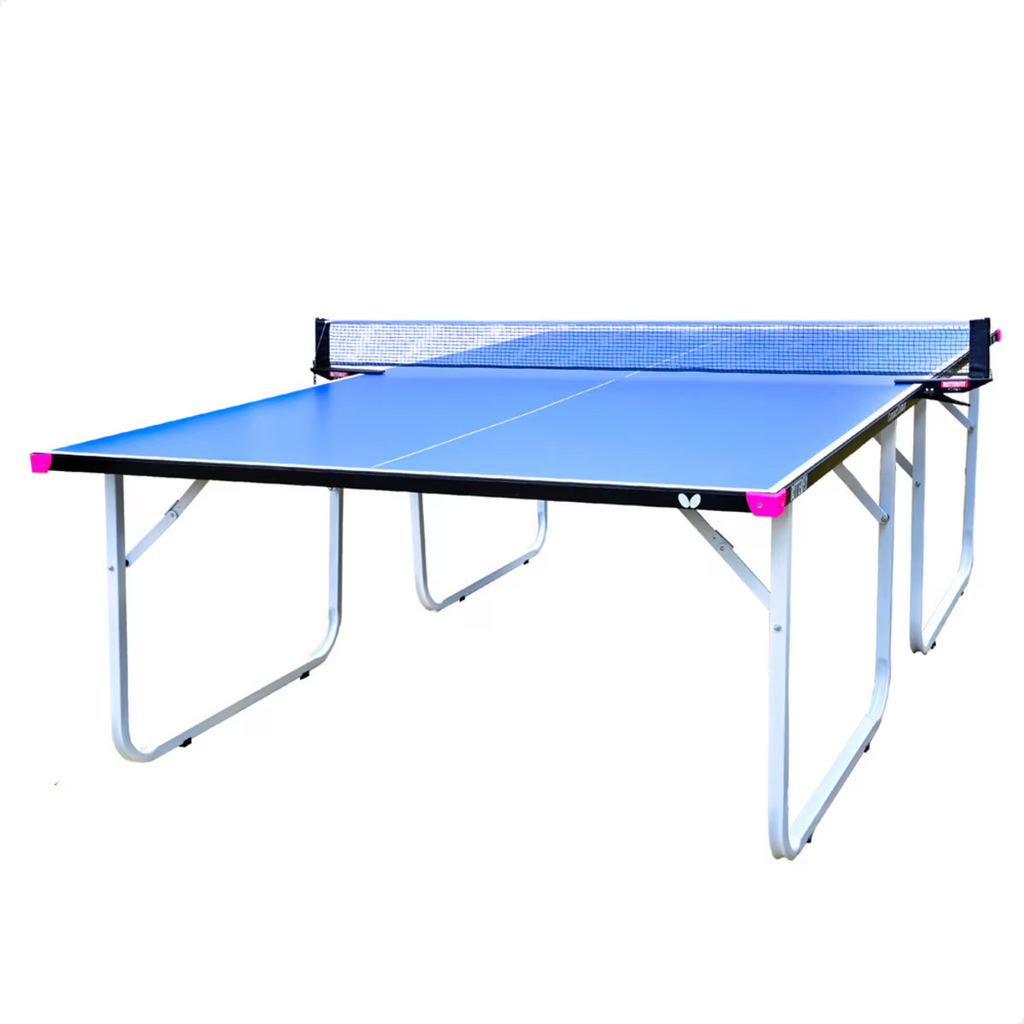 A compact outdoor table is shown in a white background, showcasing its sleek design and functionality, perfect for small spaces.