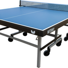The Butterfly Easyplay 22 Blue Table Tennis Table features a vibrant blue surface, designed for both recreational and competitive play. 