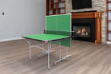 A vibrant Butterfly Junior Rollaway Table Tennis Table in green indoor in room