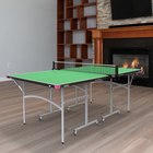 A vibrant Butterfly Junior Rollaway Table Tennis Table in green indoor in room