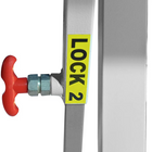 Red handle valve by metal bar labeled LOCK 2, under Butterfly National League 25 table.