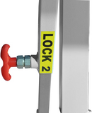 Red handle valve by metal bar labeled LOCK 2, under Butterfly National League 25 table.