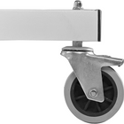 Close-up of a caster wheel with brake on the Butterfly National League 25 Table Tennis Table.