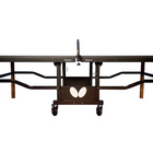 Butterfly Nippon 22 Table Tennis Table with net, wooden legs, and wheels. USATT approved.
