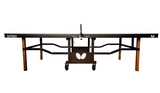 Butterfly Nippon 22 Table Tennis Table with net, wooden legs, and wheels. USATT approved.