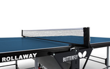 Butterfly Playback 19 Blue Table by Butterfly with net, wheels, steel frame, and playback feature.