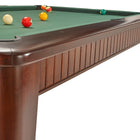 Brunswick Billiards The Henderson 8' Slate Pool Table in Espresso with green felt and balls.