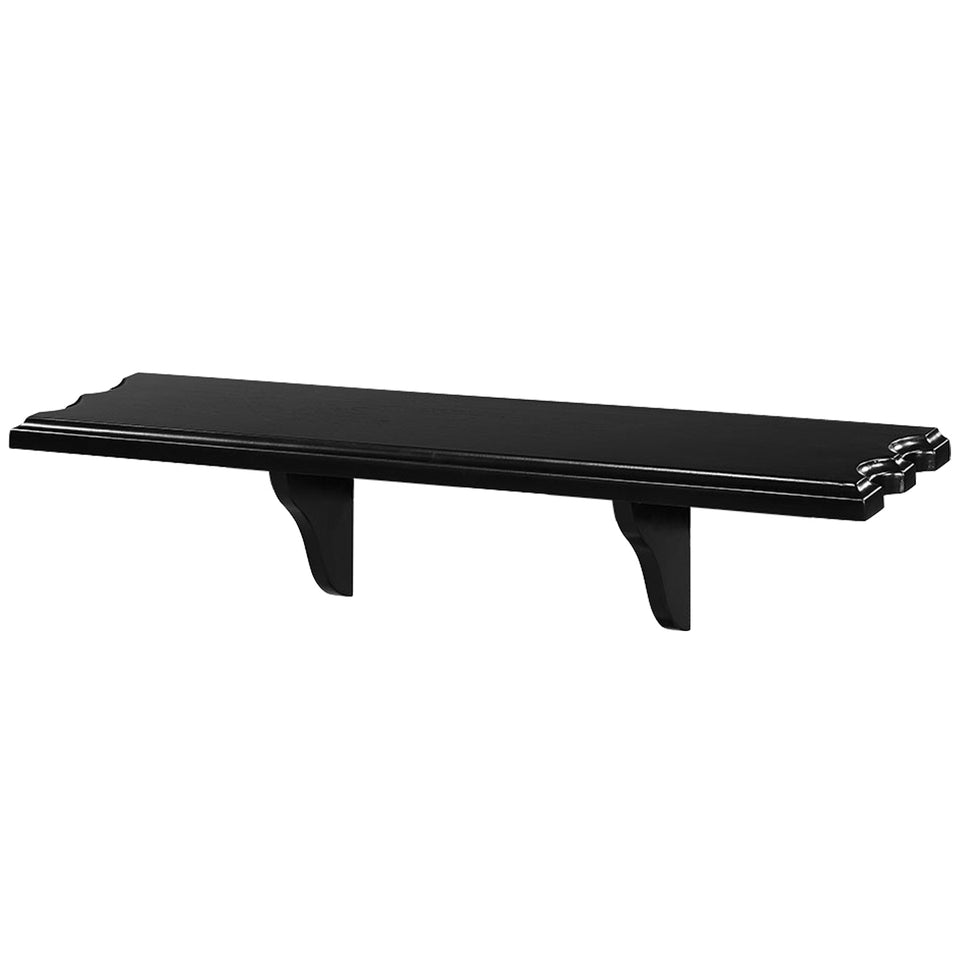 RAM Game Room Wall Shelf - Black with decorative cut-outs and two sturdy brackets.