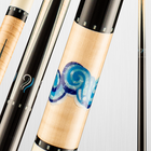 Viking pool cue with decorative design on a light gray background