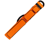 Orange and black pool cue case on a white background