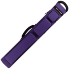 Purple pool cue case with a handle on a white background