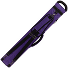 A purple instrument case with black straps, buckles, and a top handle, shown diagonally on a plain white background.