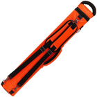 Bright orange sports equipment bag with black straps, buckles, and a top carry handle, shown on a plain white background.