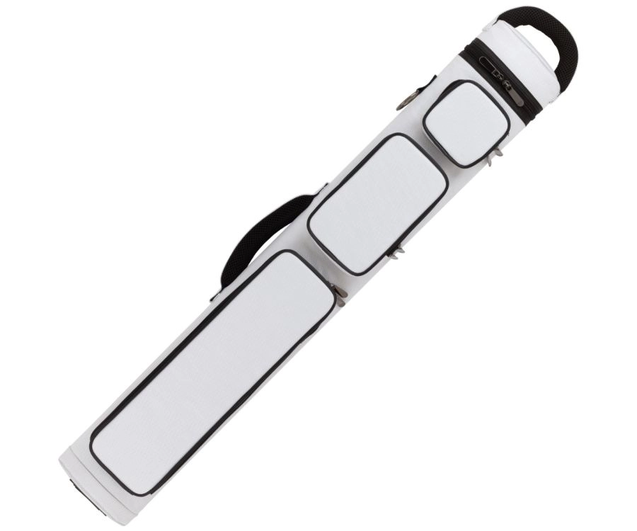 White and black golf bag on a white background
