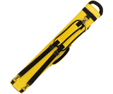 A bright yellow soft-sided sports bag with black straps, buckles, and a black top handle, shown on a plain white background.