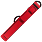 A red soft-sided carrying case with black trim and a black handle, shown diagonally on a plain white background.