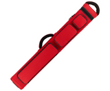 A red soft-sided carrying case with black trim and a black handle, shown diagonally on a plain white background.