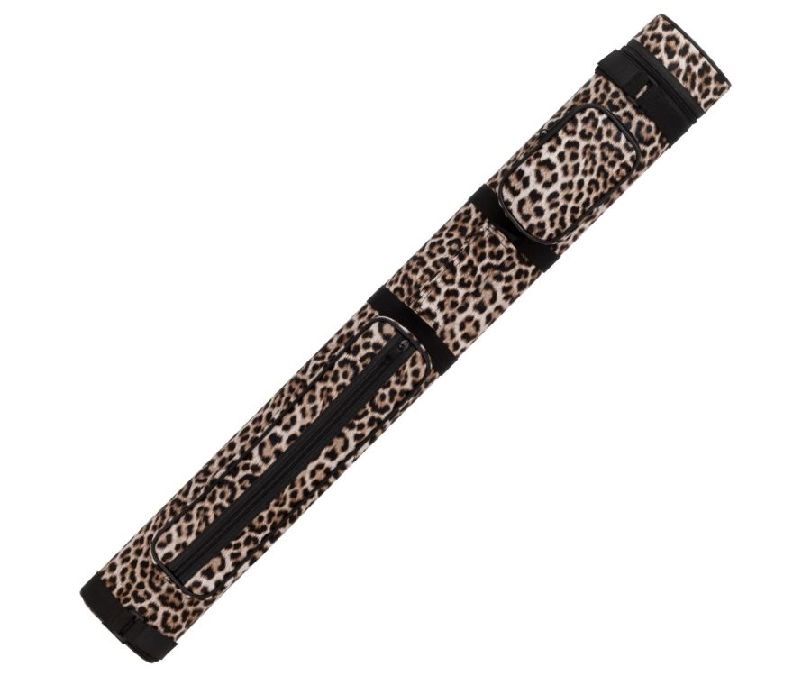 Leopard print belt with black straps on a white background