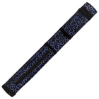 Black and blue patterned belt on a white background