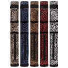 Five animal print grips with black accents on a white background