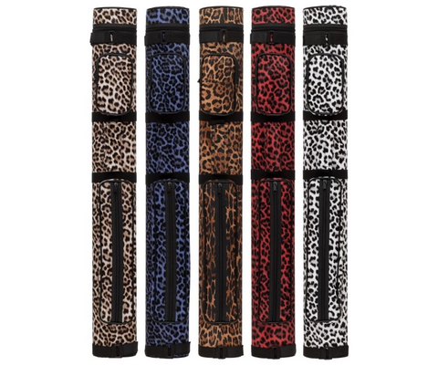 Five animal print grips with black accents on a white background