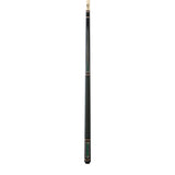 The Lucasi Custom Art Deco Rose Gold & Malachite Cue stands vertically against a white background.