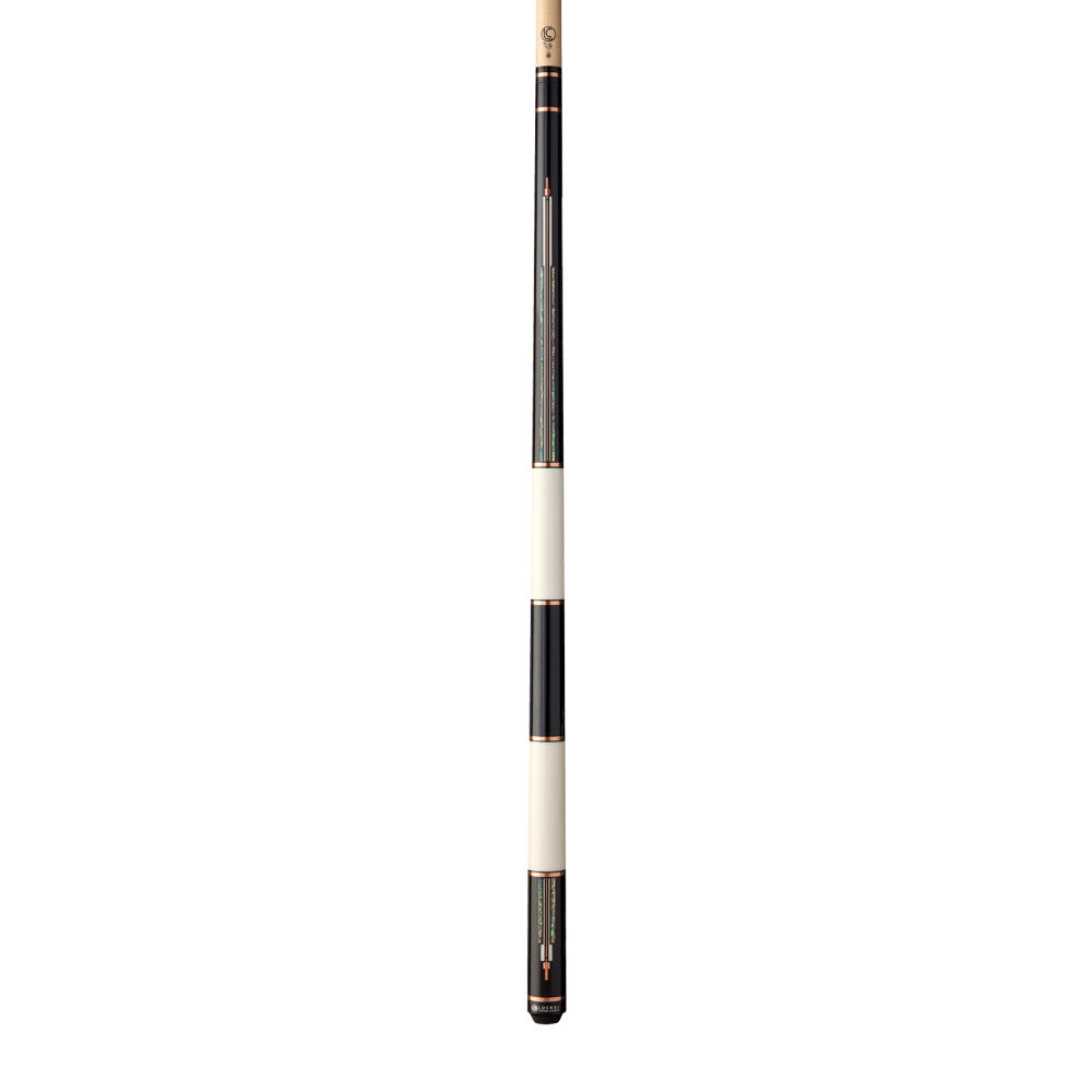 Lucasi Custom Art Deco Rose Gold & Mother-of-Pearl Cue by Lucasi on white background.