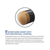 Close-up of a Lucasi Custom Uni-Loc Zero Flexpoint Solid Core Shaft pool cue tip.