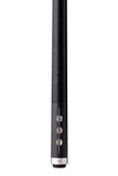 Black cue with a brand logo on a white background