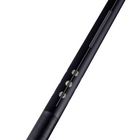 Close-up of a black cylindrical object with a white background