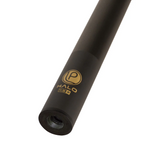 Black cylindrical object with 'HALO' branding on a white background