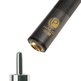 Close-up of a pool cue with 'HALO' branding on a white background
