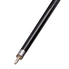 Close-up of a Lucasi Pro Series Ebony Cue Butt with a metal screw joint at the end.