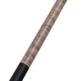 Close-up of a Lucasi Pro Series Grey Wash Birdseye Maple Cue Butt with dark grip.
