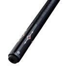 Close-up of a Lucasi Pro Series - Rengas Cue Butt with a red and white diamond design.
