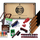 Collection of pool table accessories with C&C Custom Accessories branding.