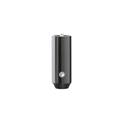 Black cue extender with a logo on a white background