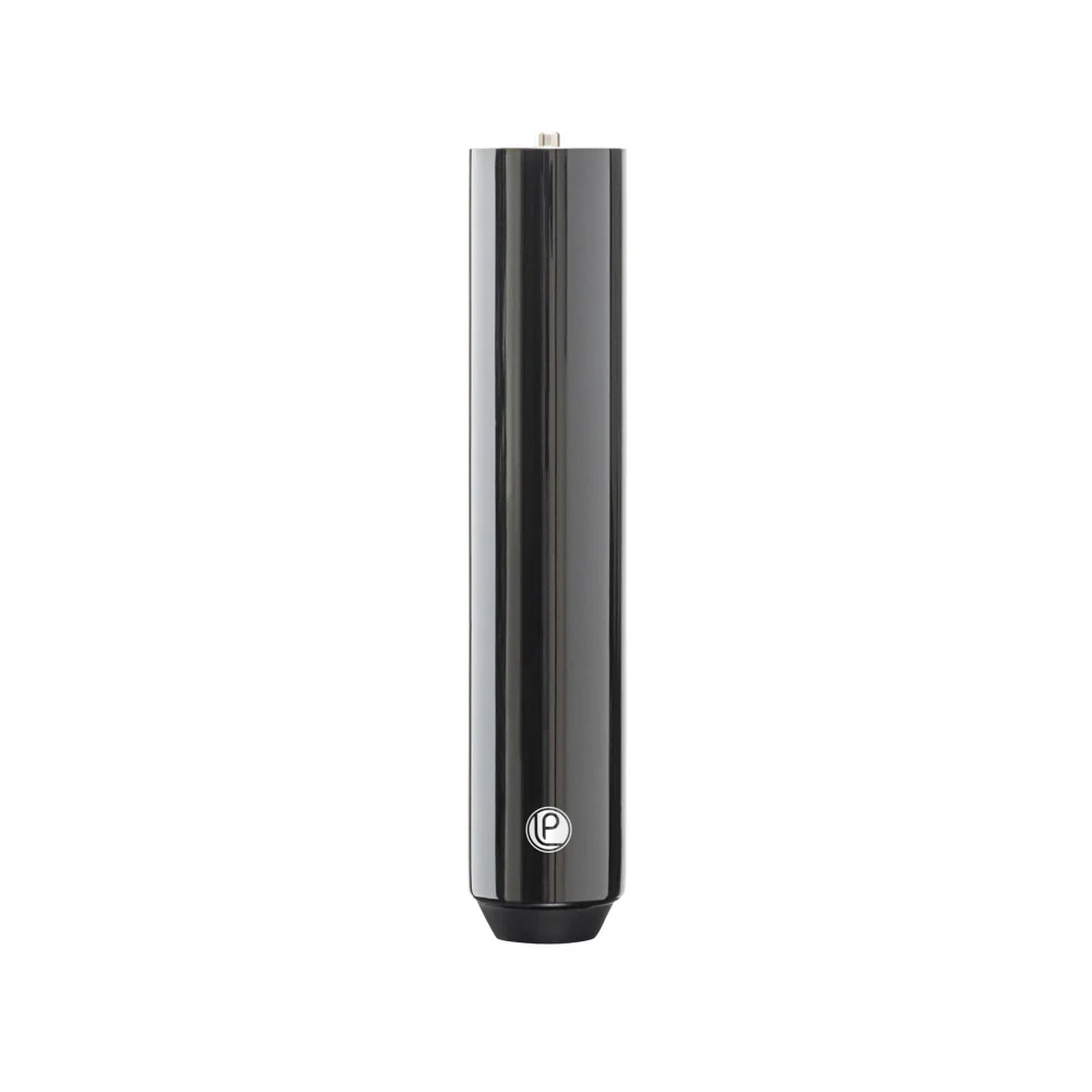 Black cue extender with a logo on a white background
