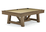Brunswick Billiards Botanic 8' Pool Table with beige surface, ideal for rustic game rooms.