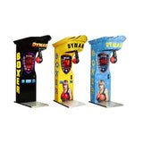 Three Kalkomat Boxer Dynamic Boxing Game machines with punching bags and digital scores.