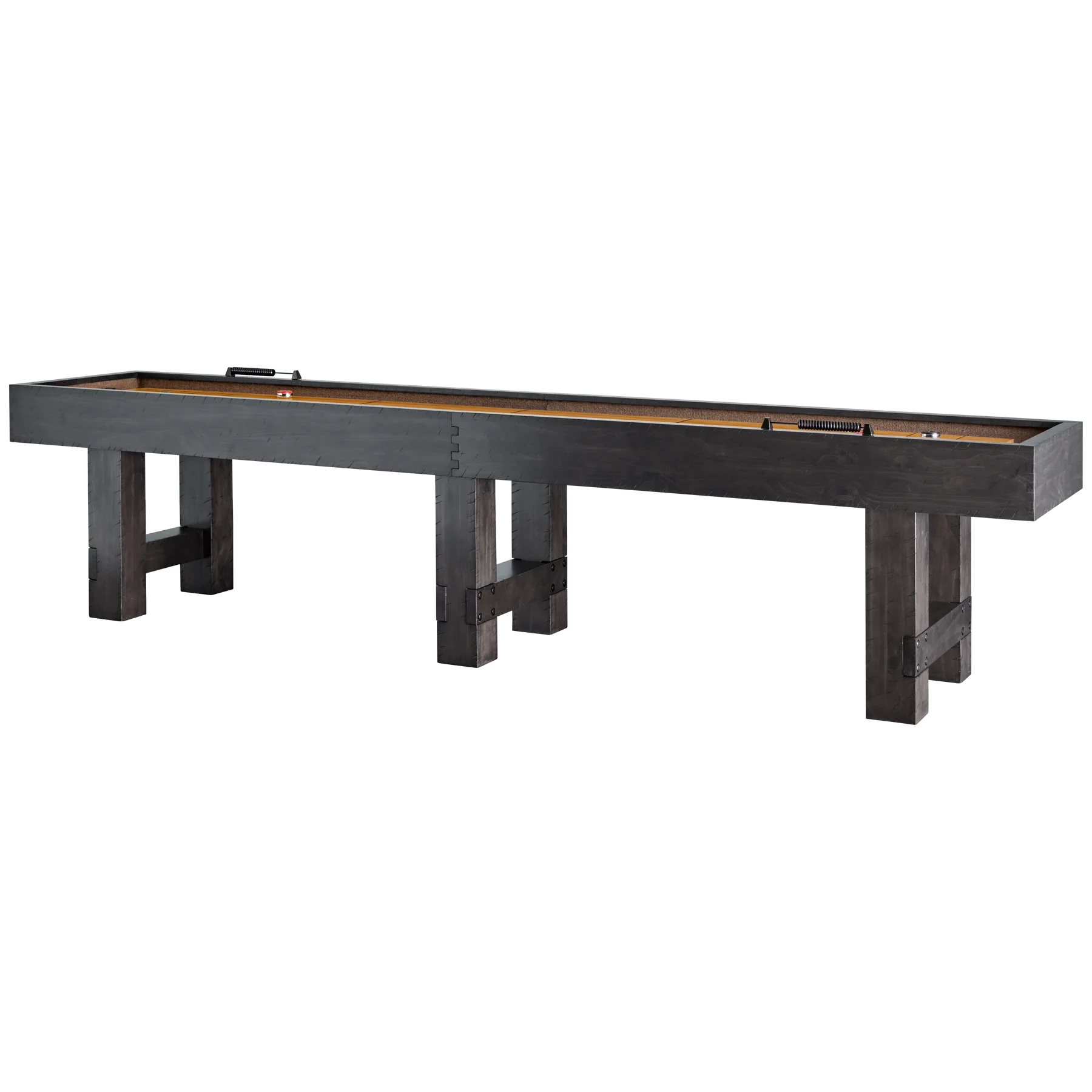 American Heritage Billiards Bristol 14' Shuffleboard Table in Charcoal, isolated on white.