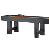 American Heritage Billiards Bristol 14' Shuffleboard Table in Charcoal with sturdy polymer playfield.